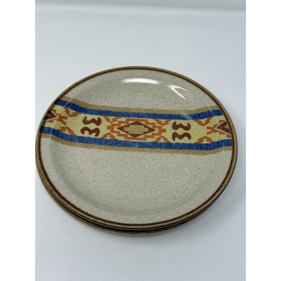 Vintage 70s Sunmarc Insight Cherokee Stoneware Plates 7.75” Set of 2 Japan - Picture 2 of 9
